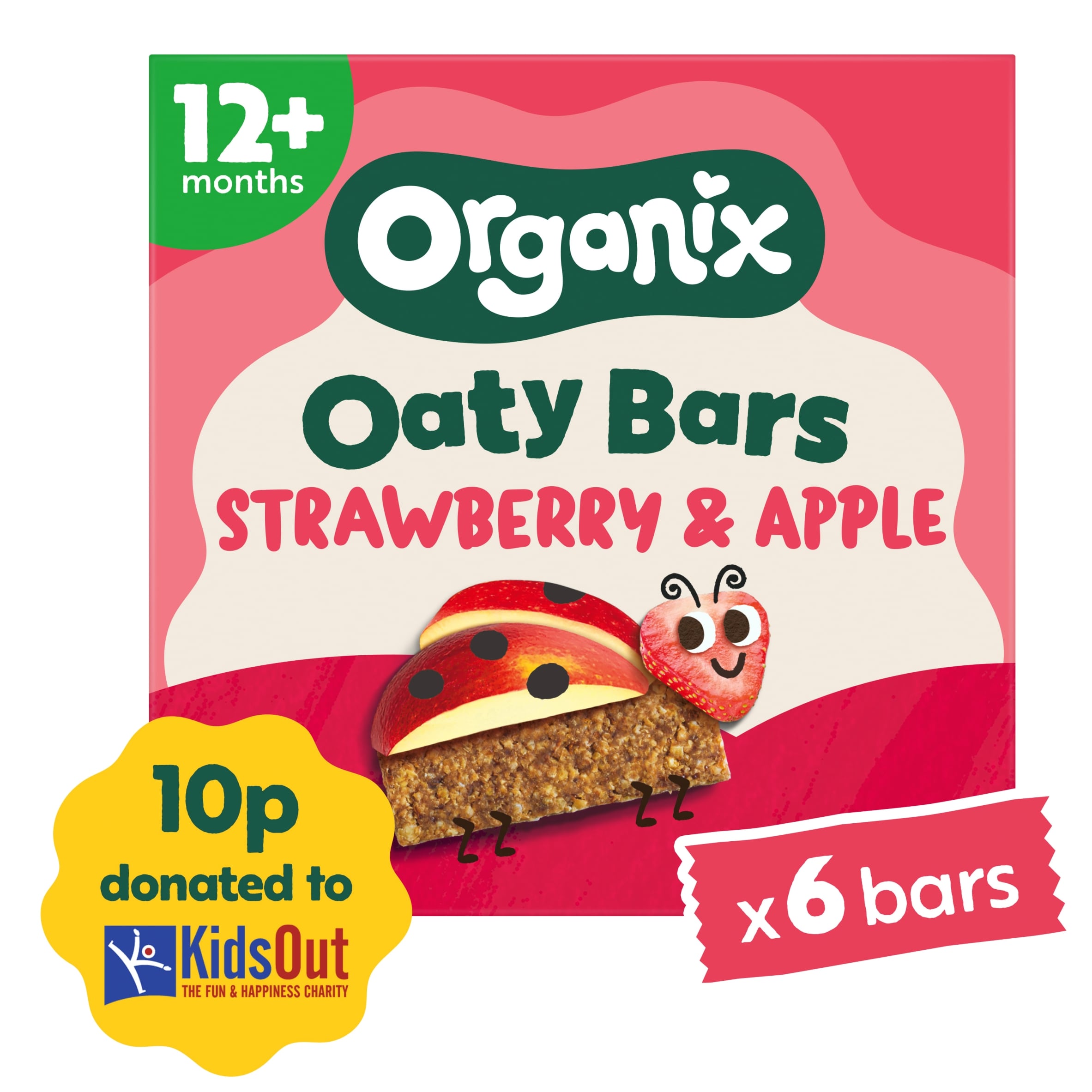 Organix Strawberry & Apple Oaty Organic Bars Toddler Snacks Multipack 6x23g