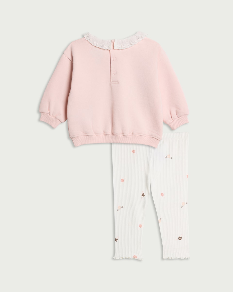 image 1 of Disney Winnie the Pooh Cotton Rich Sweatshirt and Leggings Set in Pink