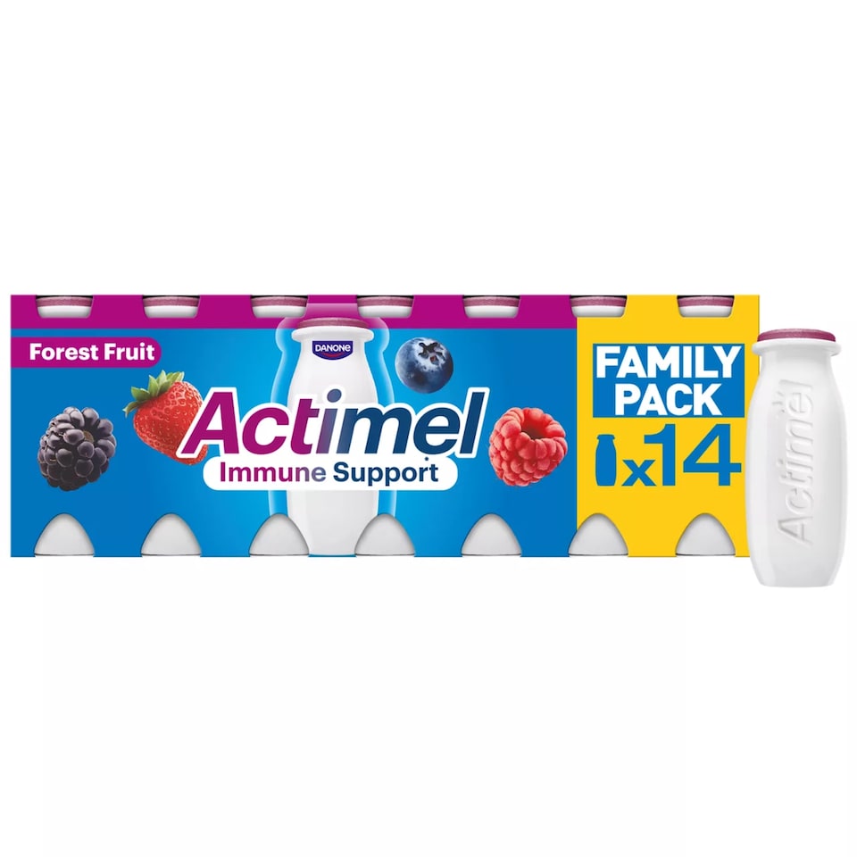 image 1 of Actimel Forest Fruit Immune Support Yogurt Drink Family Pack 14x100g