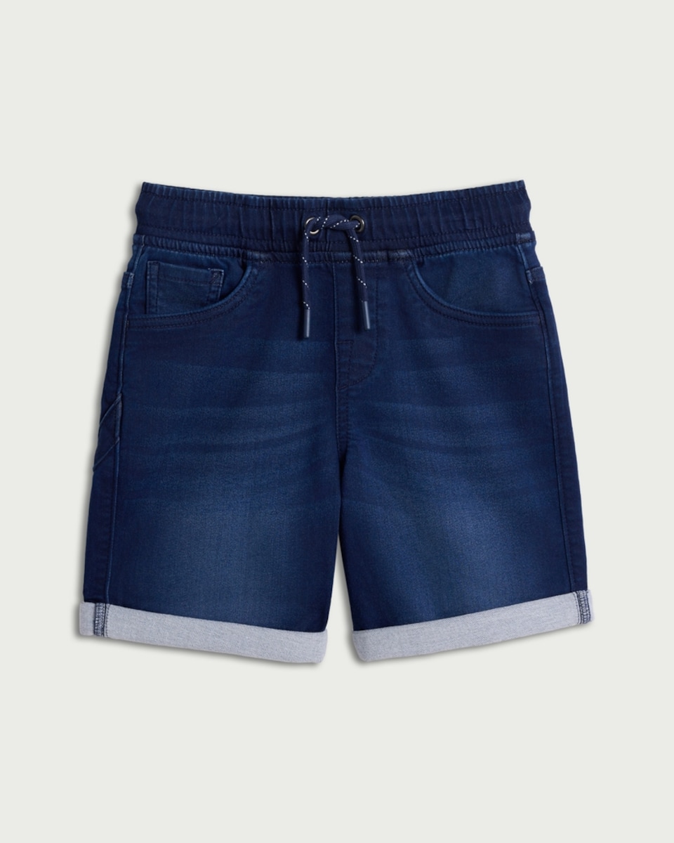 image 1 of F&F Boys Cotton Rich Denim Shorts in Navy