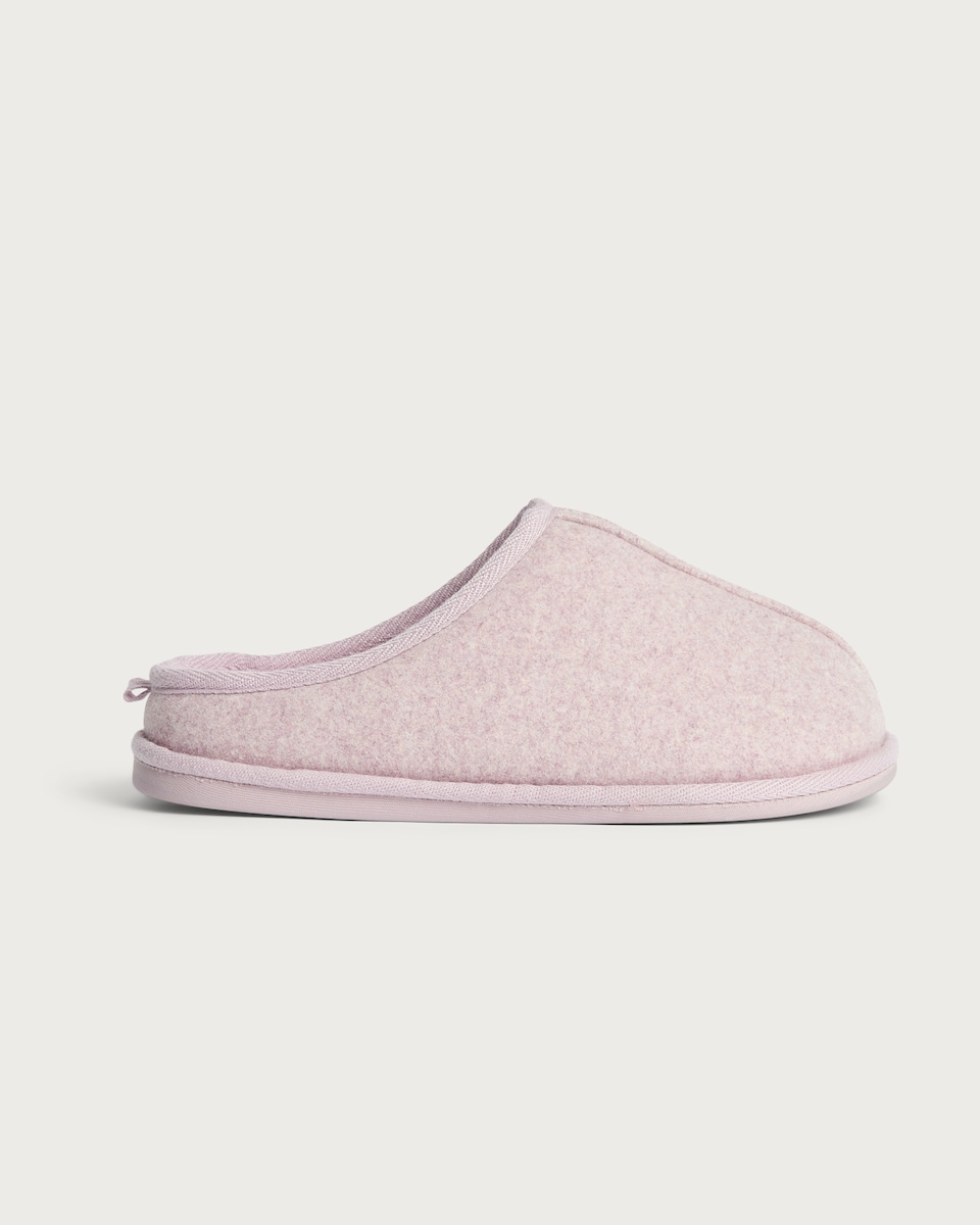 image 1 of F&F Felt Slip On Mule Slippers in Pink