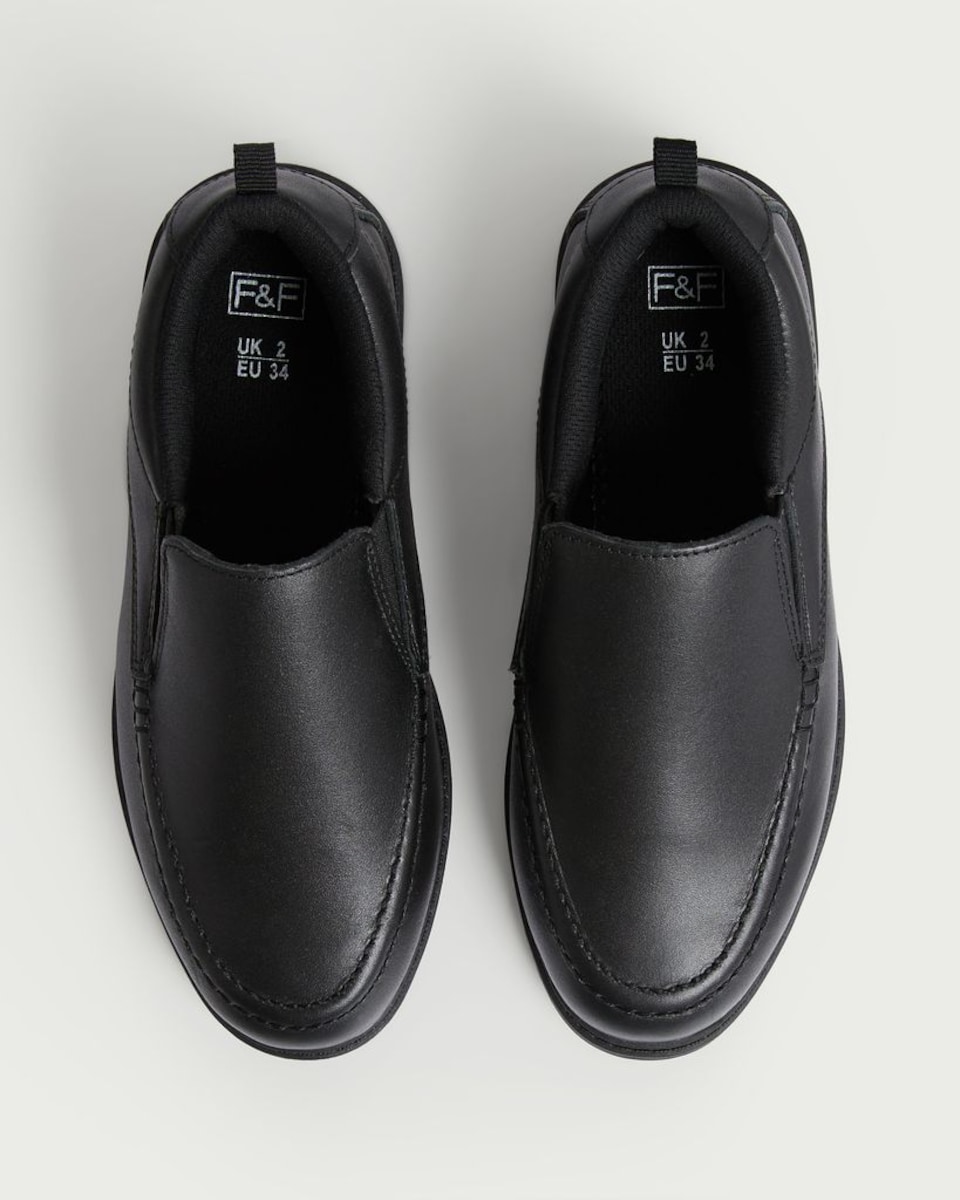 image 1 of F&F School Boys Leather Loafers in Black