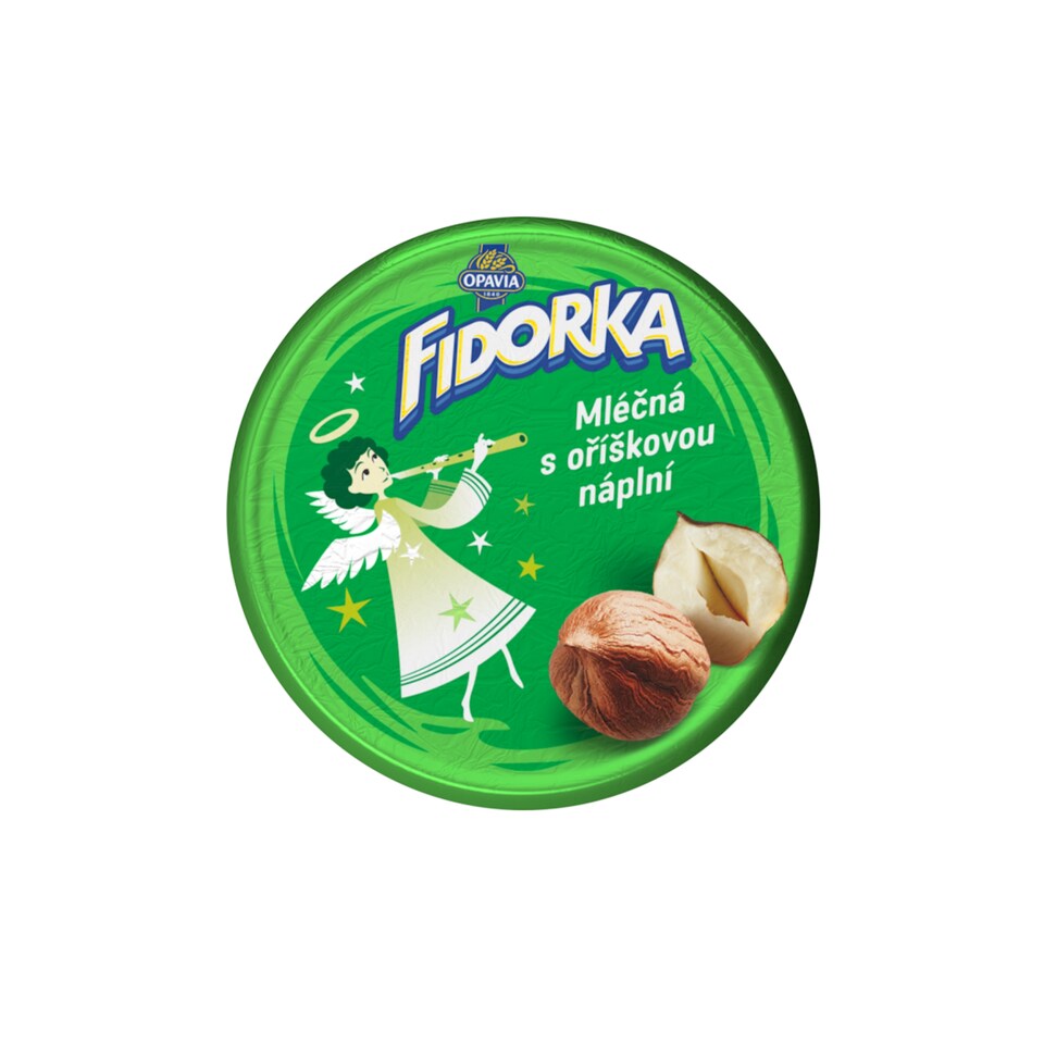 Obrázek 1 pro produkt Opavia Fidorka Mléčná s oříškovou náplní  zelená 30g