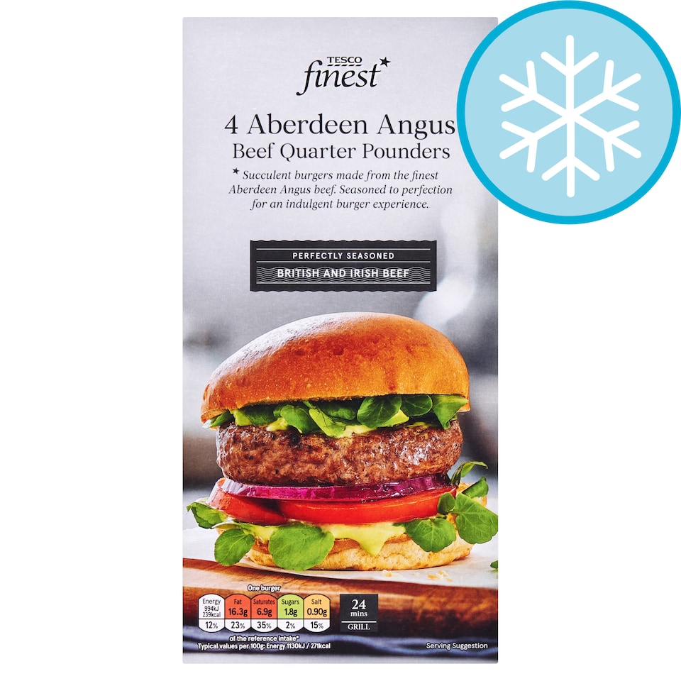 Tesco Finest 4 Beef Burgers 454G
