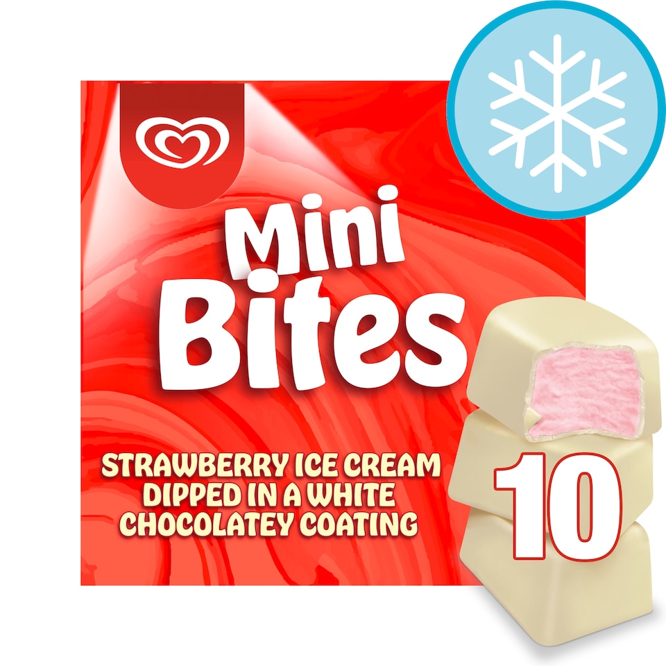 image 1 of Walls Mini Bites Strawberry Ice Cream 10 Pack 100Ml
