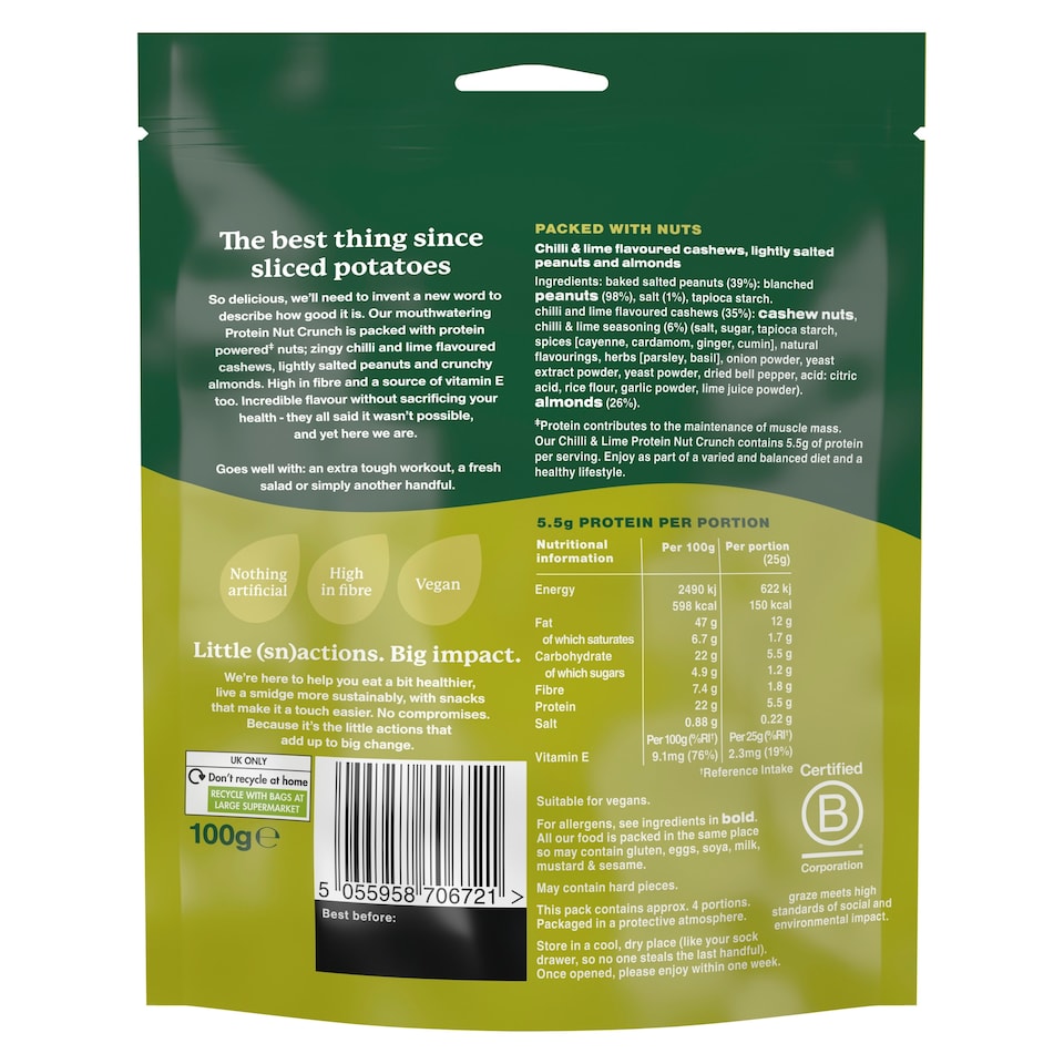 image 1 of Graze Chilli & Lime Protein Nut Crunch 100g