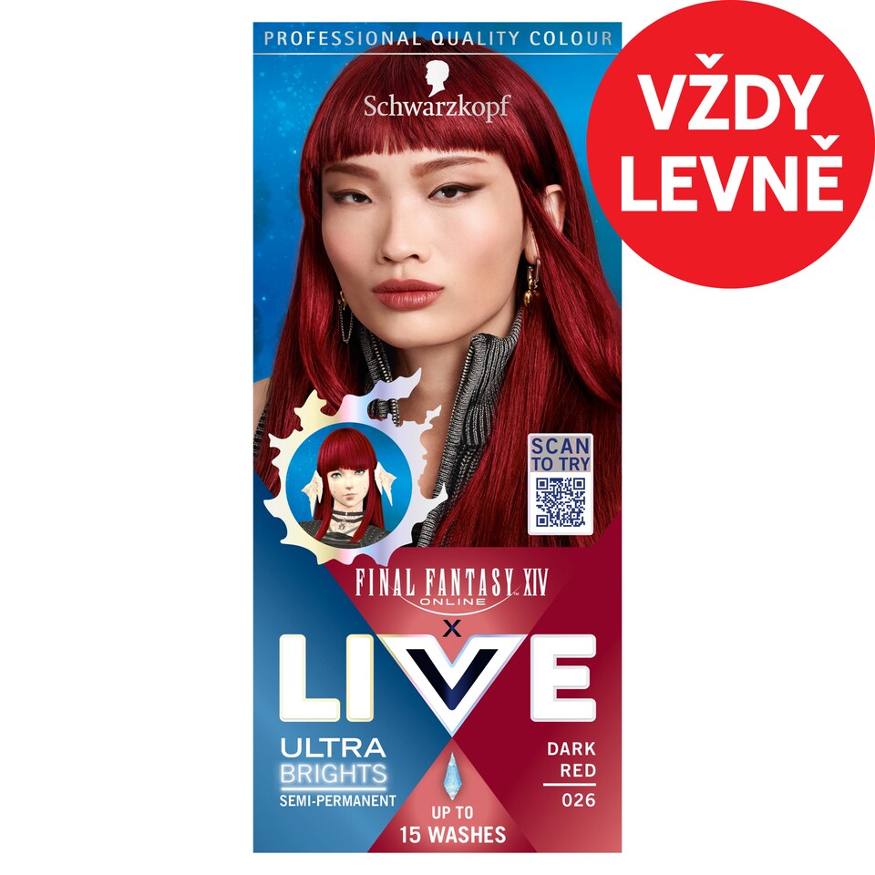 Schwarzkopf Live Ultra Brights semi-permanentní barva na vlasy 026 Temná červená 50ml
