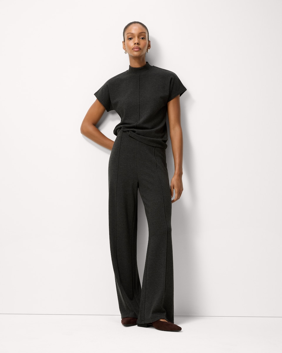 image 1 of F&F Brushed Pintuck Wide Leg Trousers in Grey