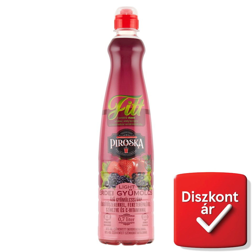Piroska Fitt Light erdei gyümölcs ízű gyümölcsszörp feketerépalével színezve, édesítőszerekkel 0,7 l
