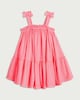 image 4 of F&F Girls Pure Cotton Bow Strap Tiered Dress in Pink