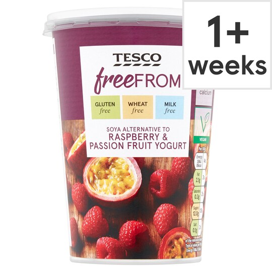 Tesco Free From Passion Fruit Raspberry Soya Yogurt Alternative 450G
