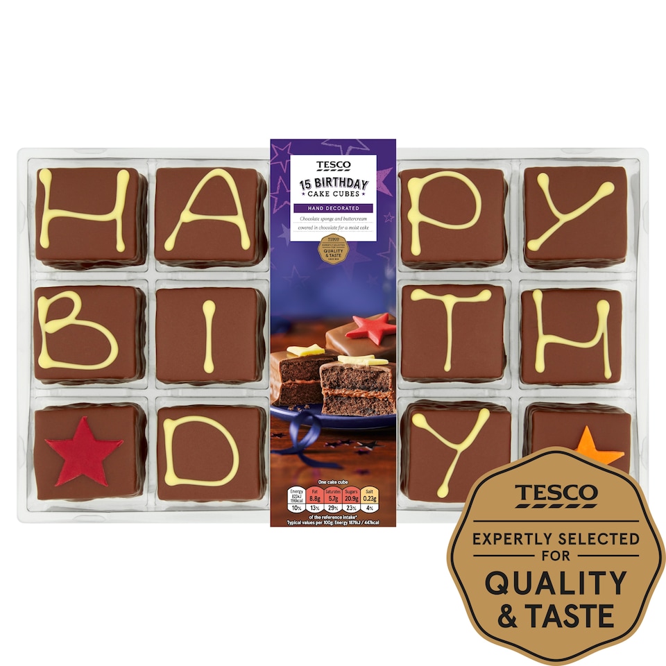 Tesco Birthday Cake Cubes - Chocolate Sponge 15 Pack