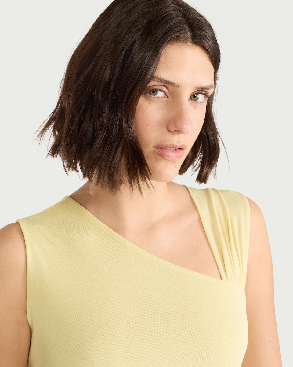 image 1 of F&F Asymmetric Draped Midi Dress in Yellow
