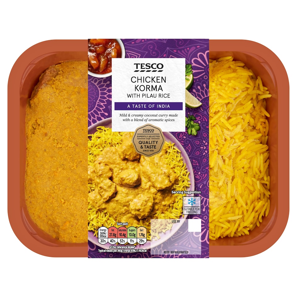 Tesco Chicken Korma With Pilau Rice 400g
