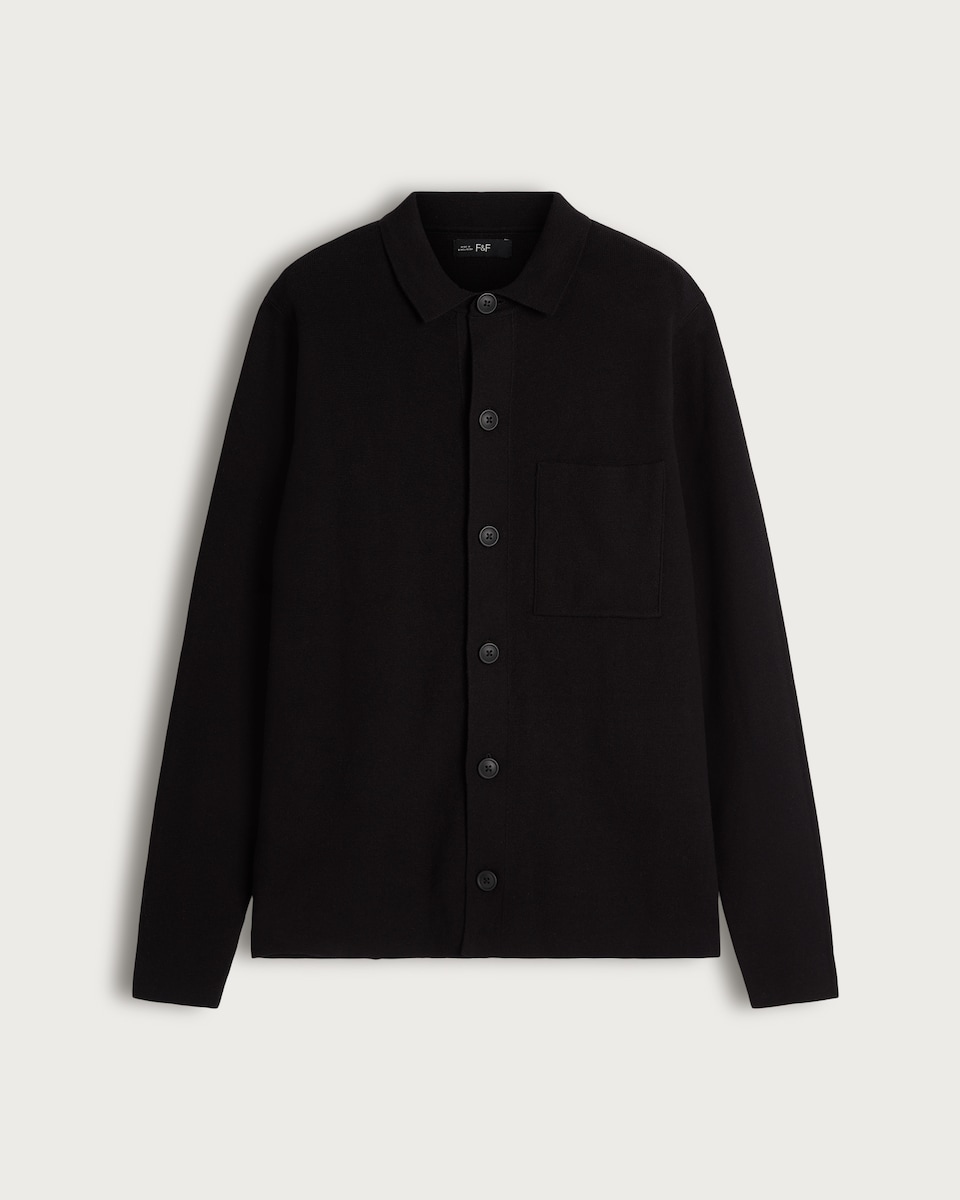 image 1 of F&F Pure Cotton Knitted Button Up Cardigan in Black