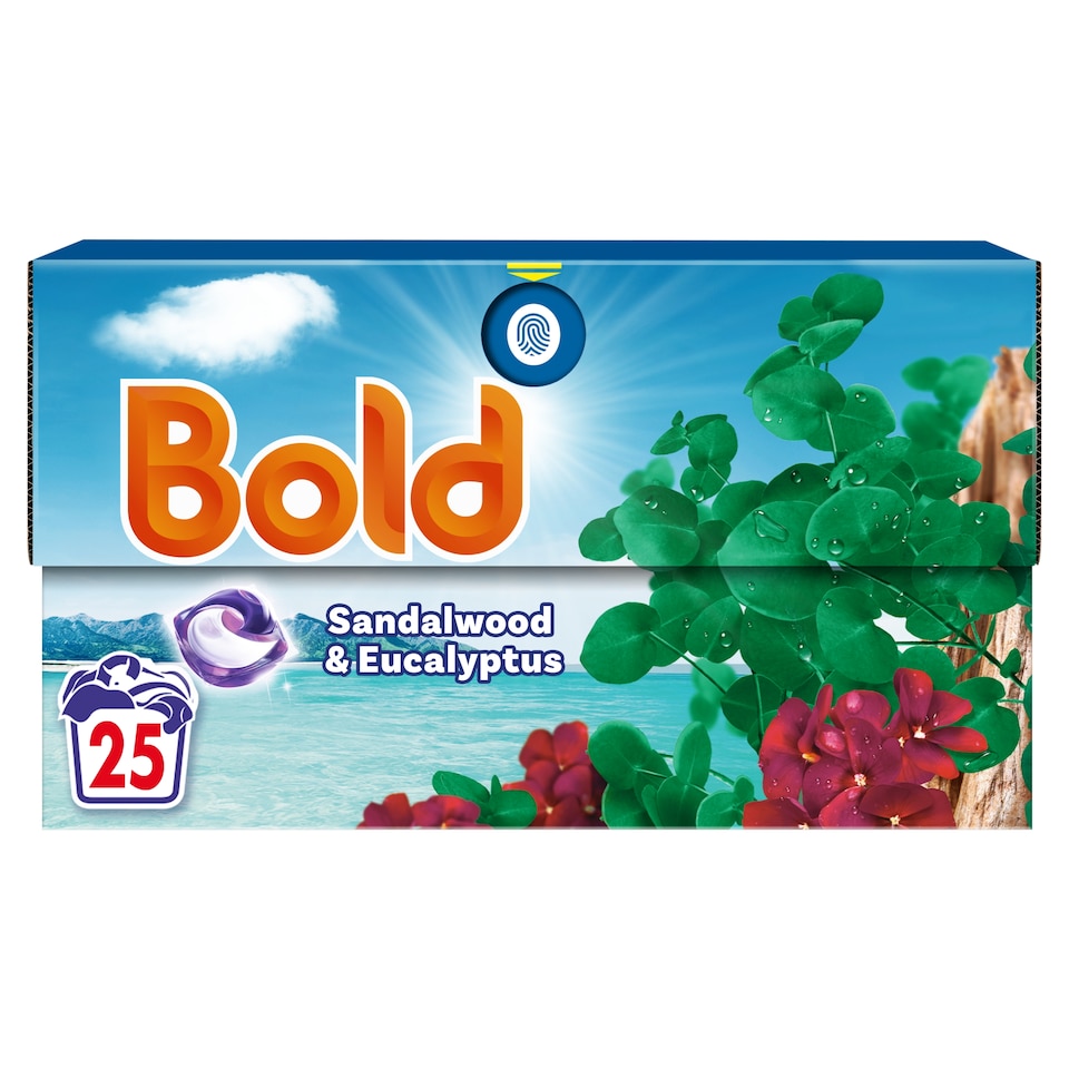 image 1 of Bold All In One Washing Liquid Pods Sandalwood & Eucalyptus 25 washes 490g