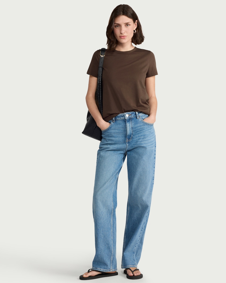 image 1 of F&F Pure Cotton Short Sleeved T-Shirt in Brown