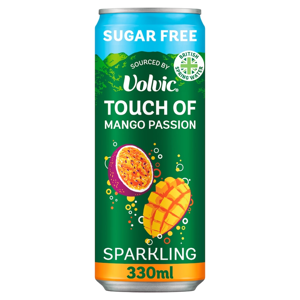 image 1 of Touch of Mango Passion Sparkling Sugar Free Flavoured Water by Volvic 330ml