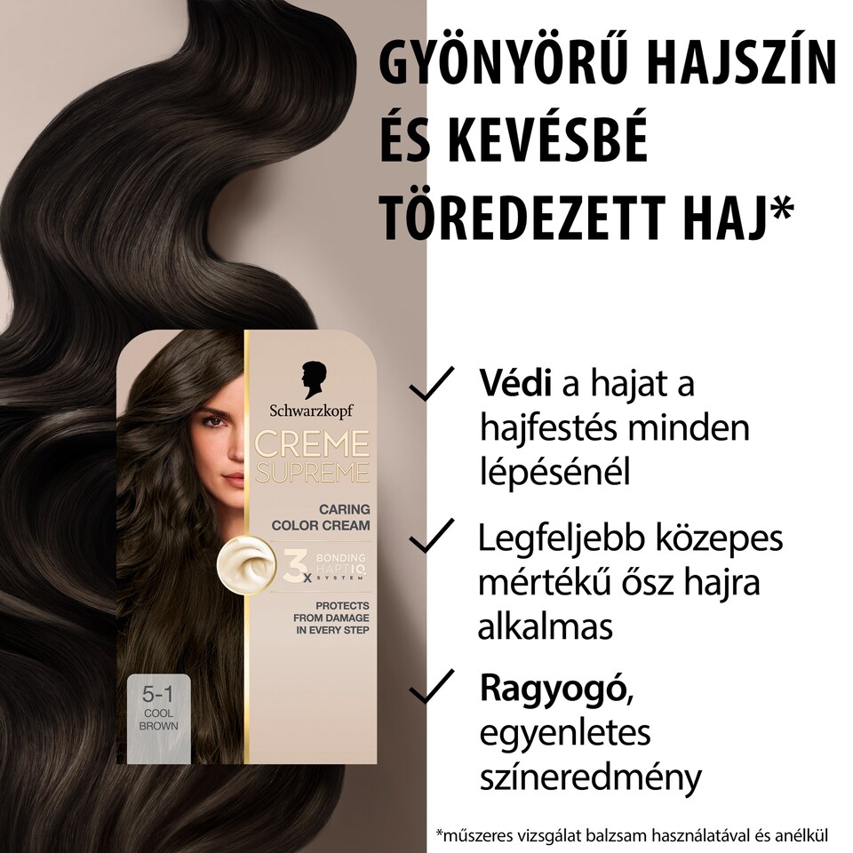 Schwarzkopf Creme Supreme tartós hajfesték 5-1 hűvös világosbarna  1. kép