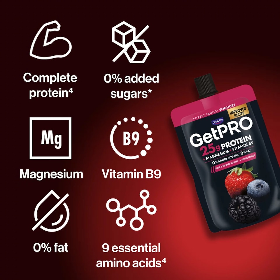 image 1 of GetPRO 25g Protein Yoghurt Pouch - Forest Fruits 200g