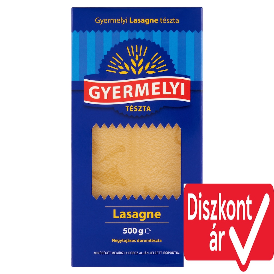 Gyermelyi Lasagne Dry Pasta Made from Durum Wheat Semolina with 4 Eggs 500 g
