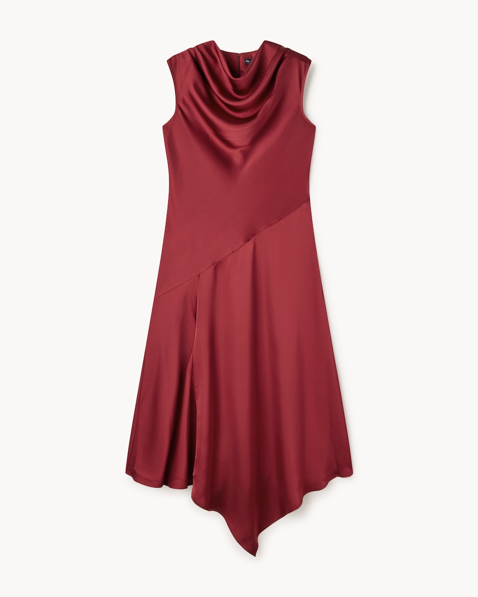 image 1 of F&F Satin Cowl Neck Midi Dress in Red
