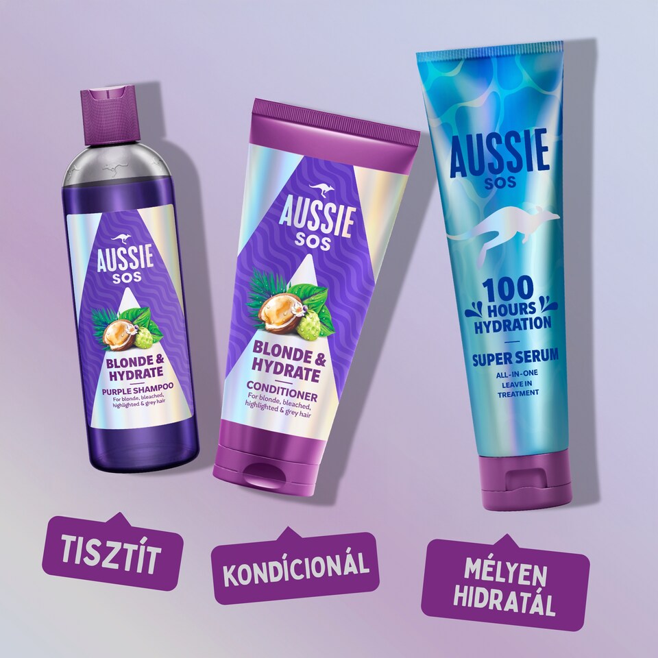 Aussie SOS Blonde & Hydrate Balzsam 200ml Szőkített, Melírozott vagy Ősz Hajra  1. kép