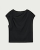 image 4 of F&F Textured Tie Shoulder Blouse in Black