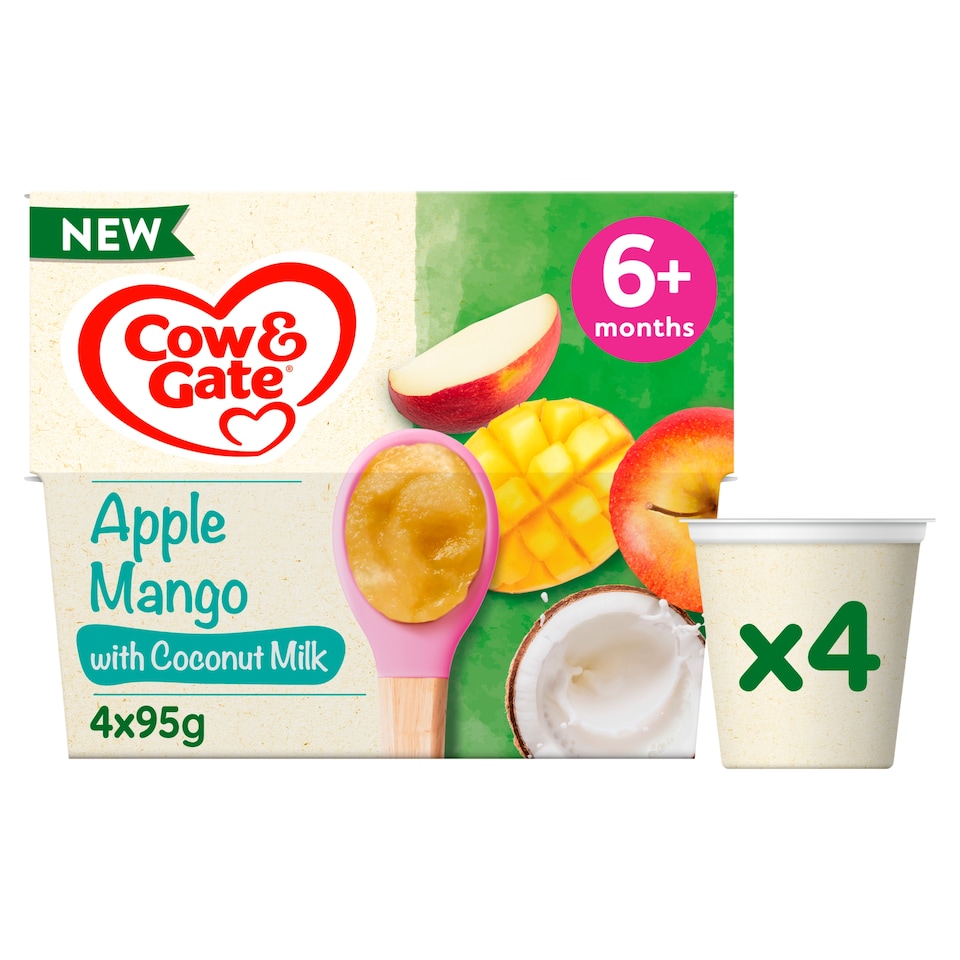 image 1 of Cow & Gate Apple Mango Coconut Milk Pots 4 x 95g