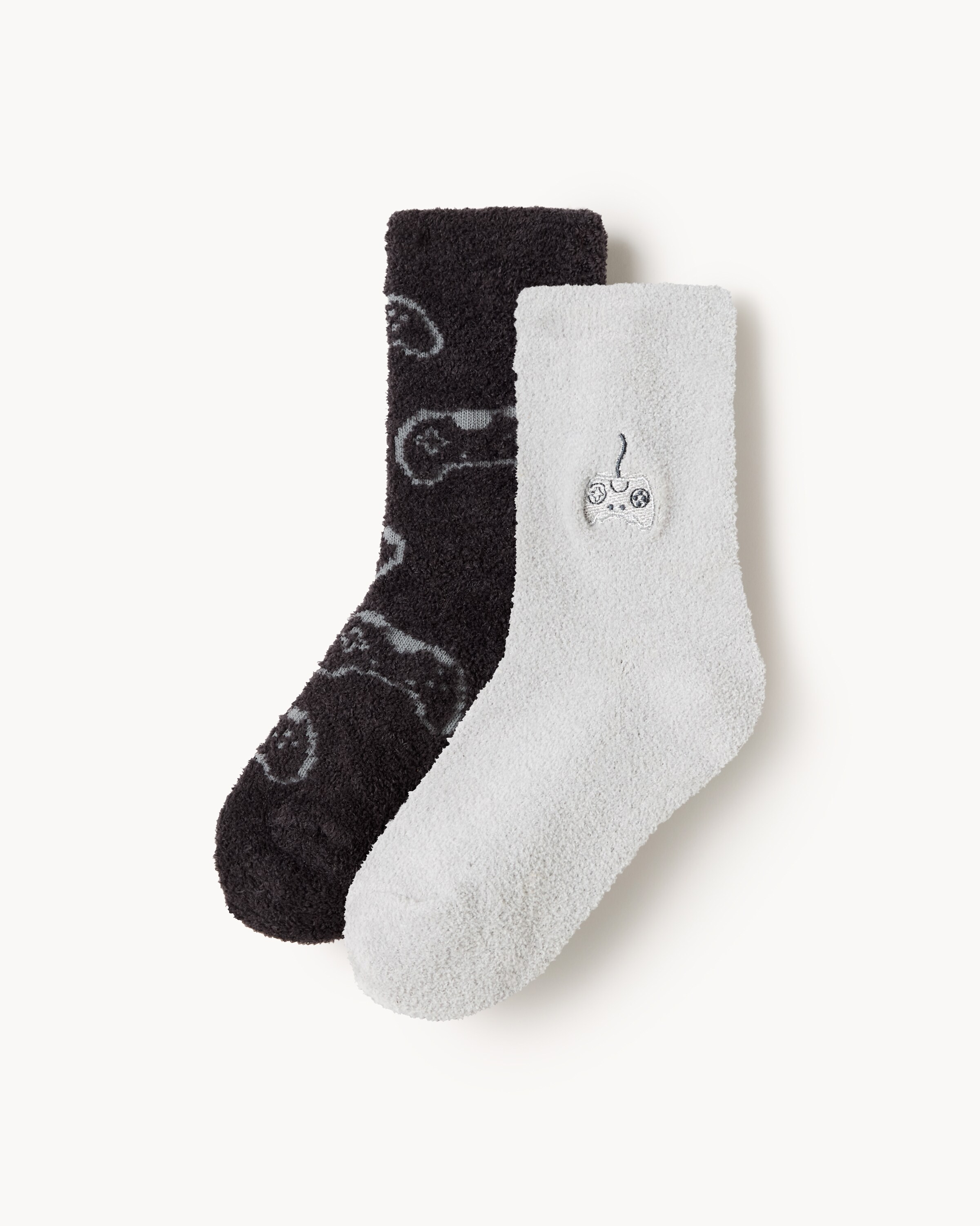 F&F Boys 2-Pack Gaming Cosy Socks in Multi, 9-12 EU 27-30