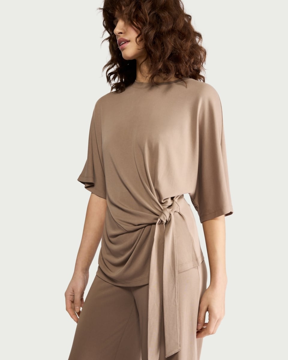 image 1 of F&F Tie Side Co-ord Top in Mink