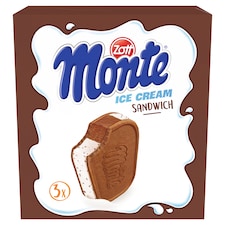 Zott Monte tejjégkrém csokoládédarabokkal és csokoládés tejjégkrém keksz között 3 x 120 ml (360 ml)