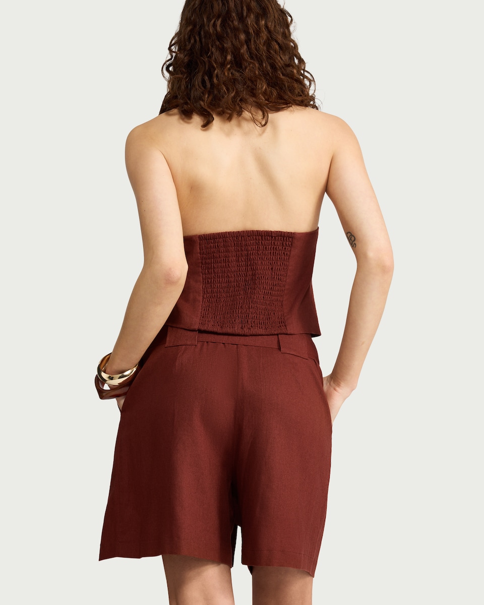 image 1 of The F&F Edit Linen Rich Pleated Co-ord Shorts in Red