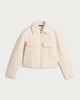 image 4 of F&F Textured Pocket Front Zip Up Jacket in Cream