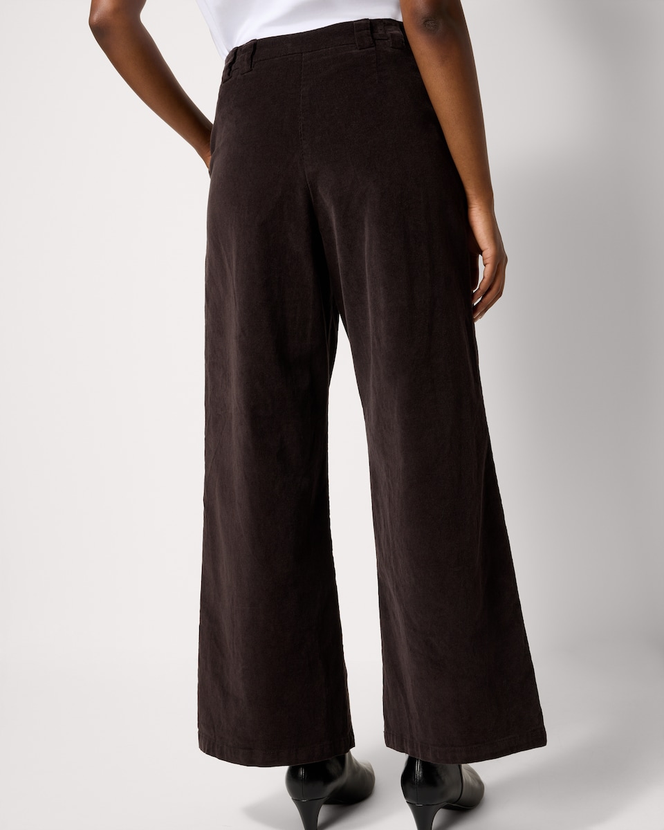 image 1 of F&F Pleated Corduroy Wide Leg Trousers in Brown