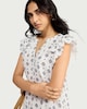 image 2 of F&F Pure Cotton Double Cloth Ruffle Sleeved Tiered Dress in Multi White