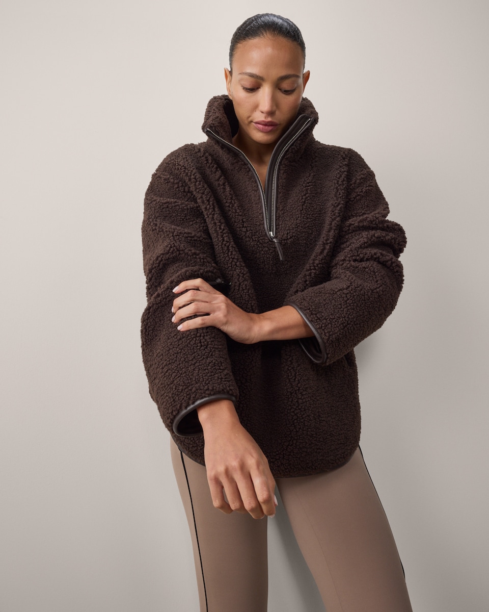 image 1 of F&F Active OUTDOOR Fleece Half Zip Jacket in Chocolate