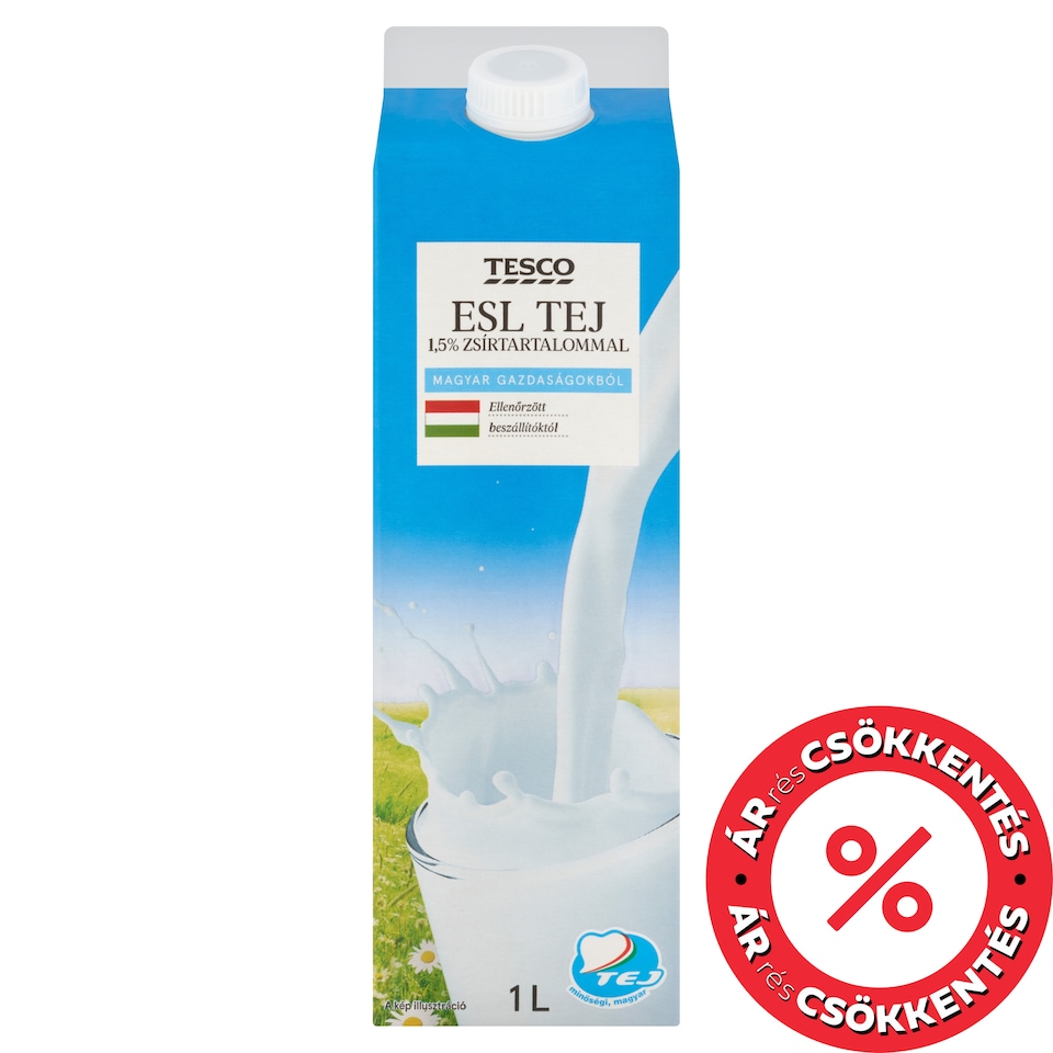 Tesco ESL zsírszegény tej 1,5% 1 l