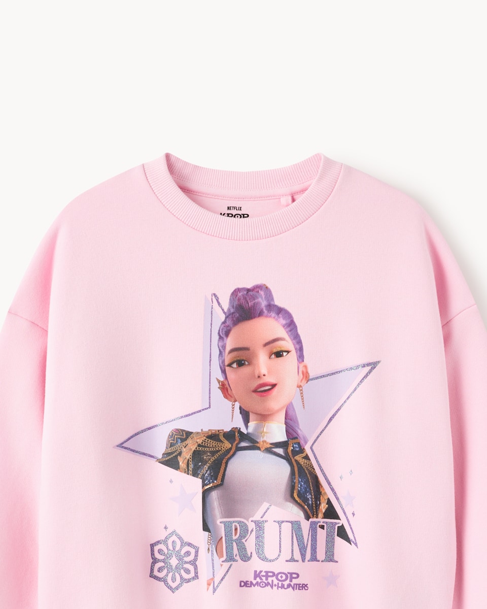 image 1 of K-Pop Demon Hunters Cotton Rich Rumi Sweatshirt in Pink
