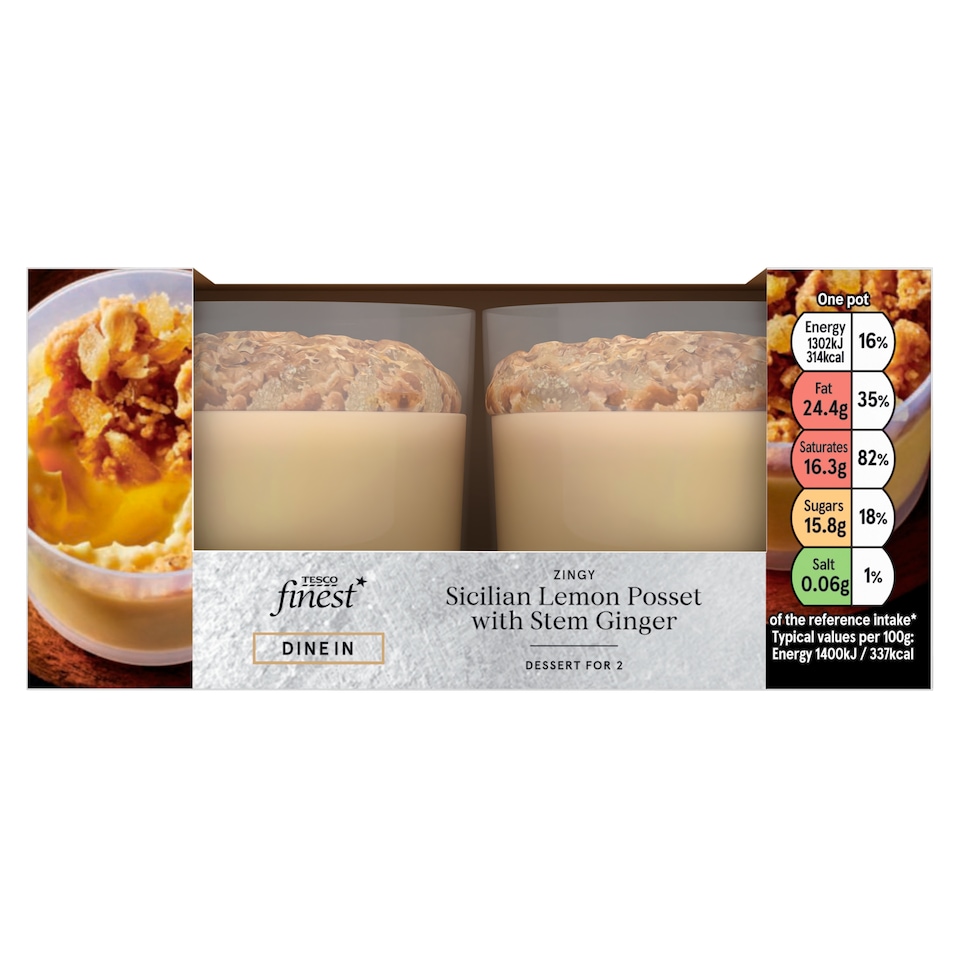 Tesco Finest Sicilian Lemon & Stem Ginger Possets 2 x 93g