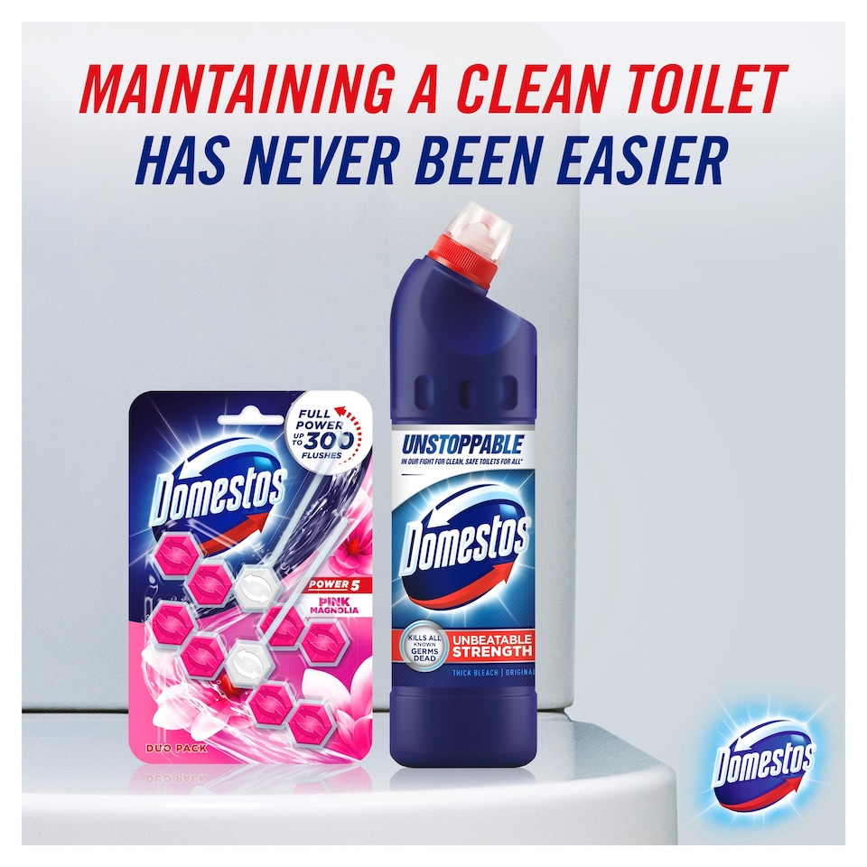 image 1 of Domestos Power 5 Rimblocks Pink Magnolia 2 X 55G