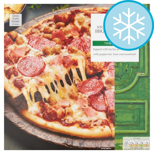 Tesco Stonebaked Thin Bbq Meat Feast 340G Tesco Groceries