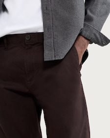 F&F Cotton Rich Fixed Waist Straight Leg Chino Trousers in Brown