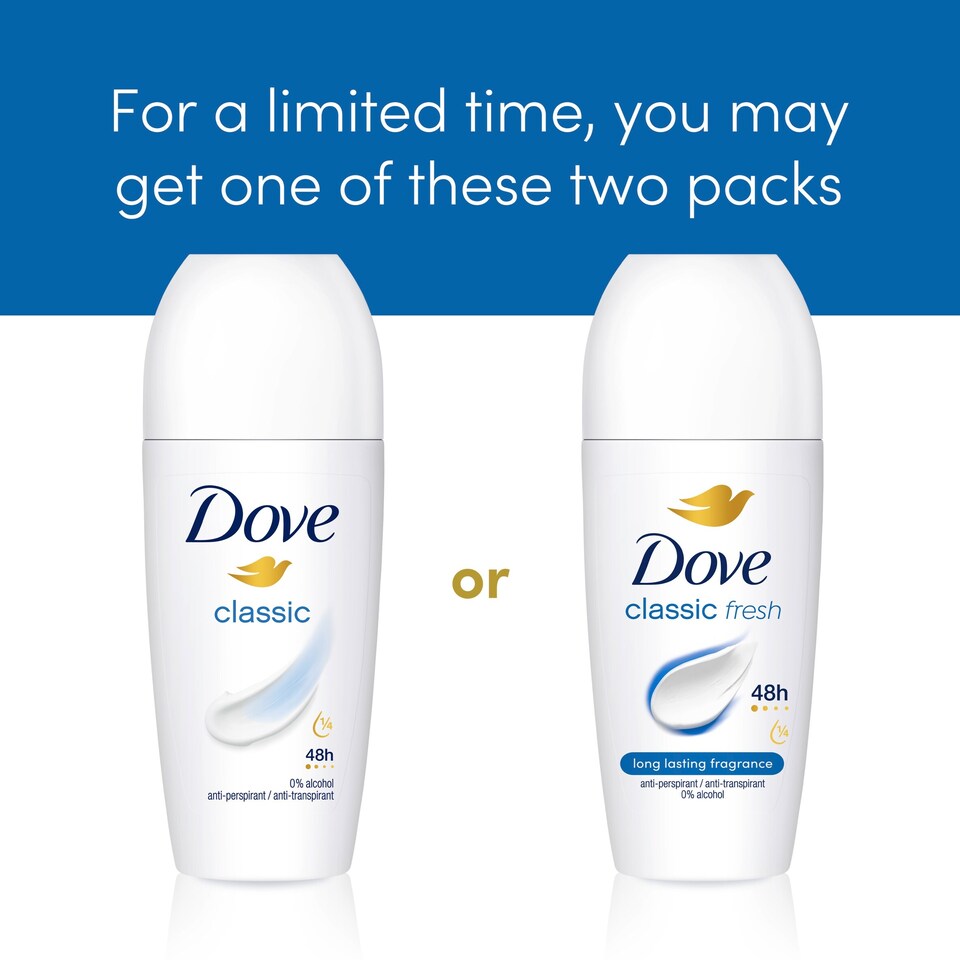 image 1 of Dove 48h Classic Antiperspirant Deodorant Roll On 50ml