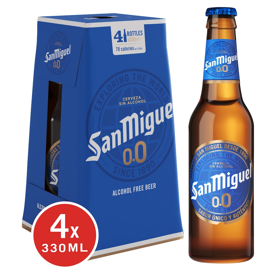 San Miguel Especial Alcohol Free 0,0% Lager Beer Bottle 4x330ml