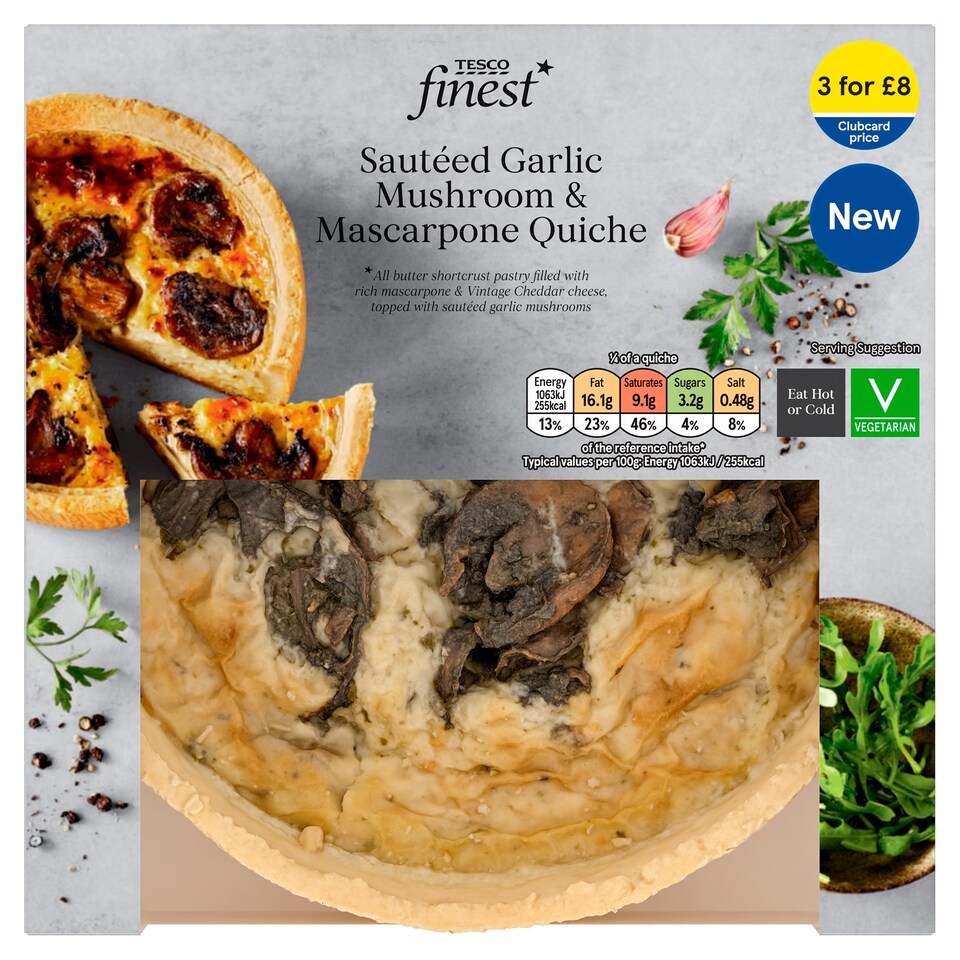 Tesco Finest Sauteed Garlic Mushroom and Mascarpone Quiche 400g