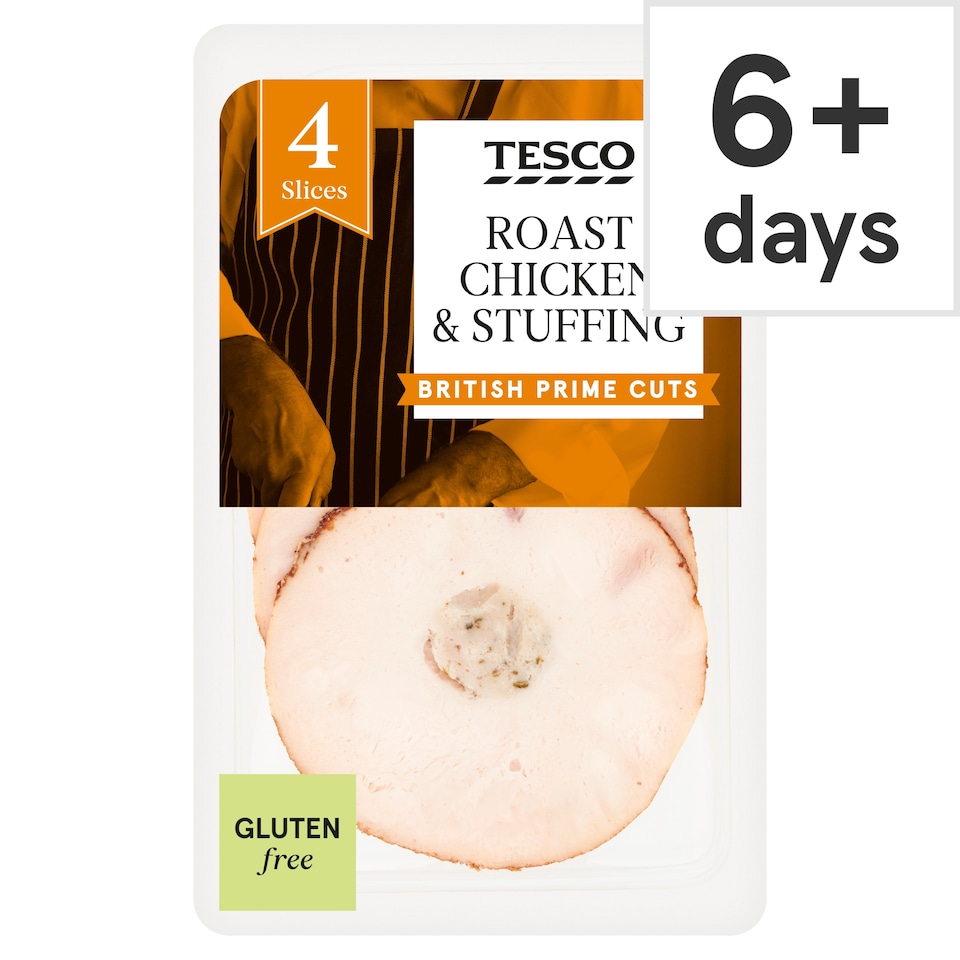 Tesco Prime Cuts Roast Chicken & Stuffing 4 Slices 100G