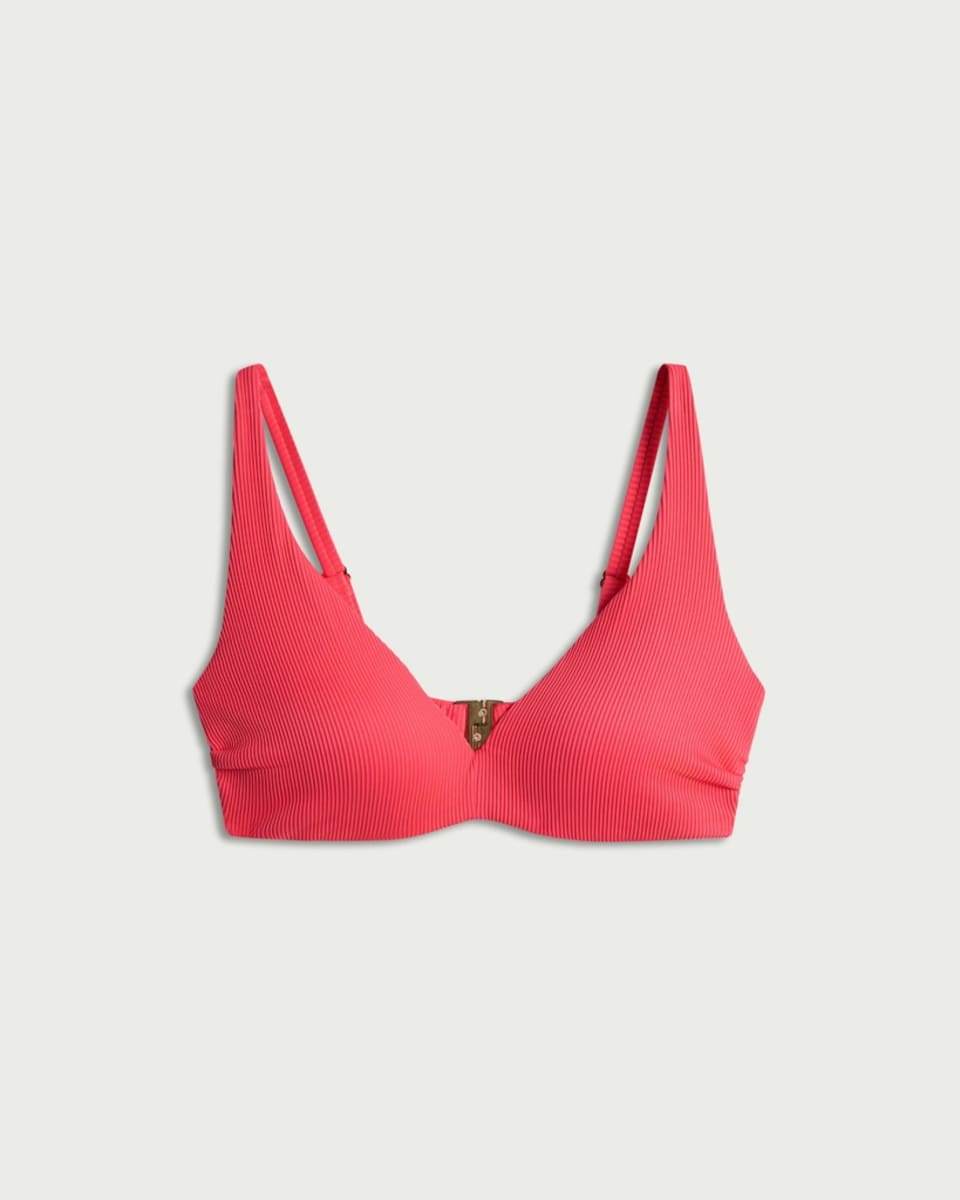 image 1 of F&F Ribbed Padded Bikini Top in Pink