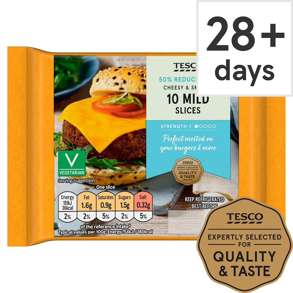 Tesco 10 Reduced Fat Mild Slices 200G