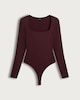 image 4 of F&F Polyamide Square Neck Long Sleeved Bodysuit in Burgundy